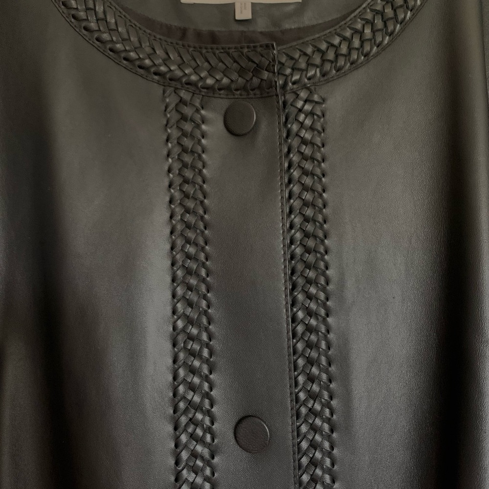 Lafayette 148 NY Alden Braided Trim Lambskin Leather Jacket 3X Excellent - Picture 8 of 14